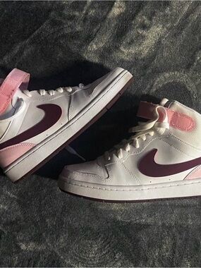 Nike Women’s High-Top Sneakers in White, Pink and Maroon